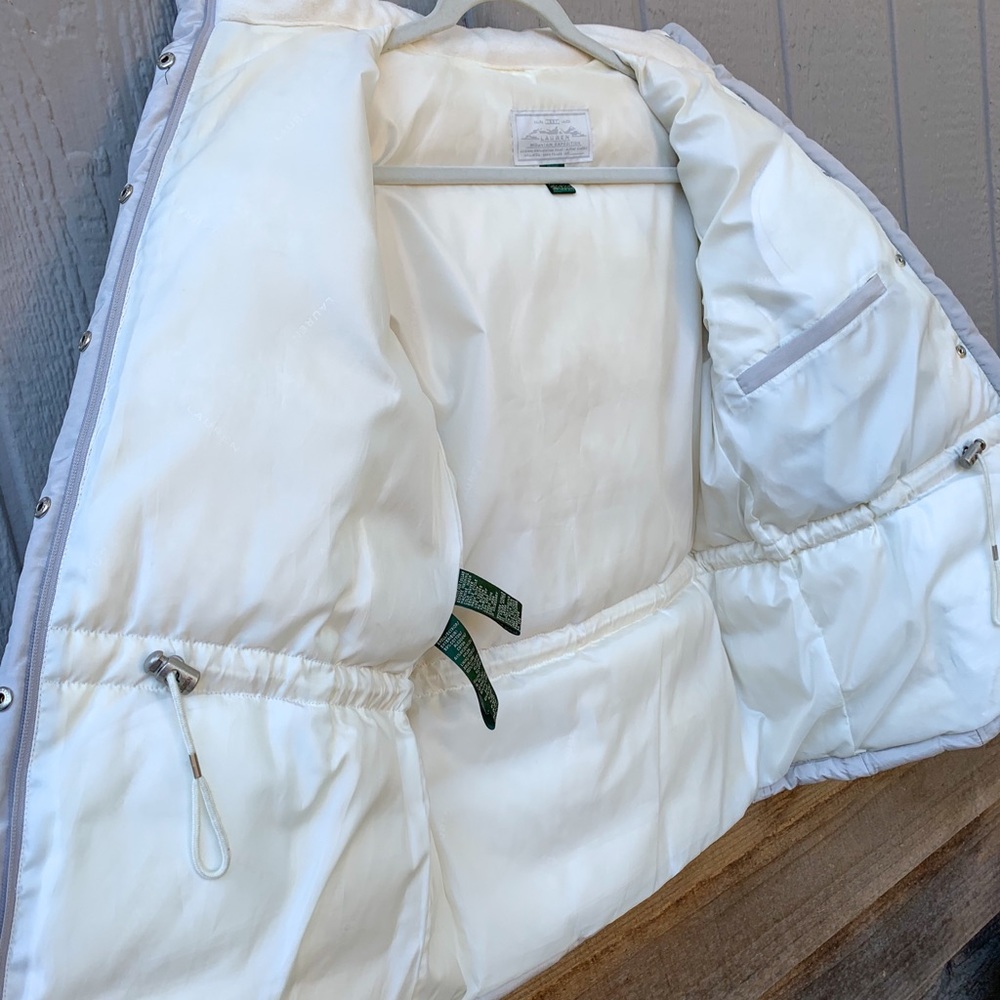Ralph Lauren white gray insulated winter down snap zip closure puffer jacket - Picture 8 of 16